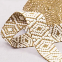 Sangle ethnique 38 mm ocre et écrue