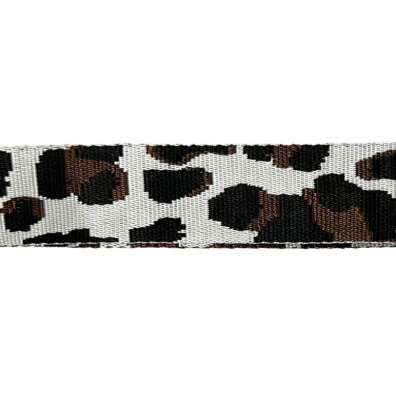 Sangle léopard 38mm gris galet et marron