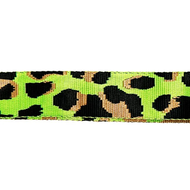 Sangle léopard 38mm vert fluo et ocre