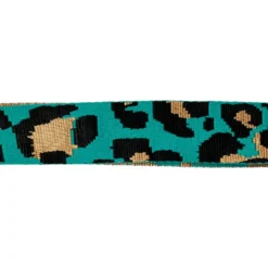 Sangle léopard 38mm vert turquoise et ocre