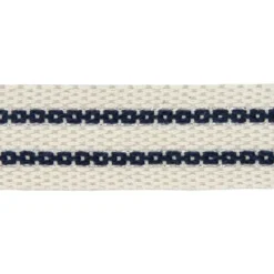 Sangle naturelle rayée bleu marine et argentée 38mm