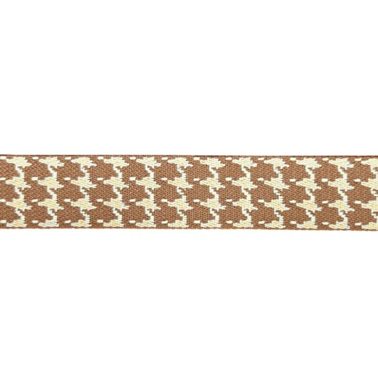 Sangle pied de poule 38mm brun et crème
