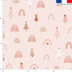 Sapin arc-en-ciel rose et beige - Fond rose