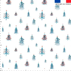 Sapin de Noel bleu déco rouge - Fond blanc