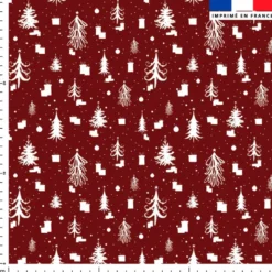 Sapin de Noel et cadeau blanc - Fond rouge