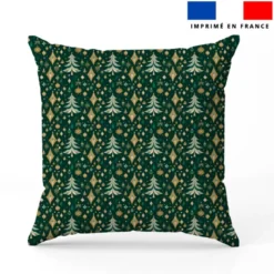 Sapin de Noël et boules dorées - Fond vert