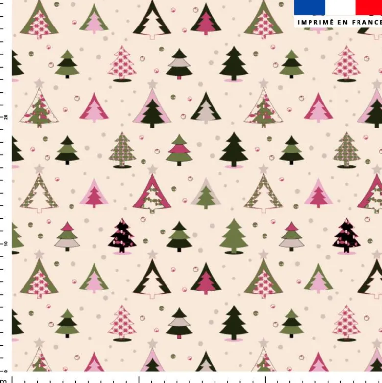 Sapin rose et vert - Fond beige - Création Lili Bambou Design