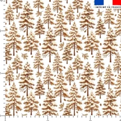 Sapins enneigés ocre marron - Fond blanc