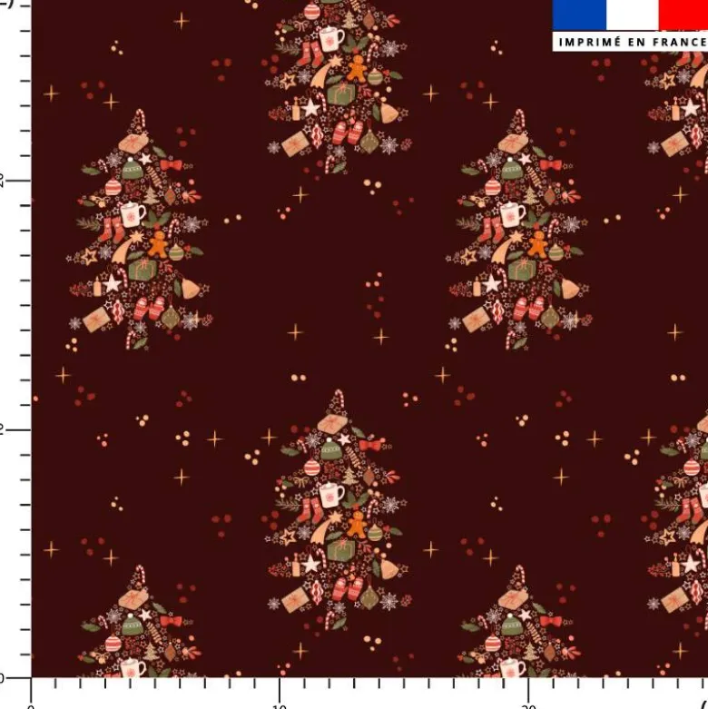 Sapins et petites fantaisies étincelantes - Fond marron
