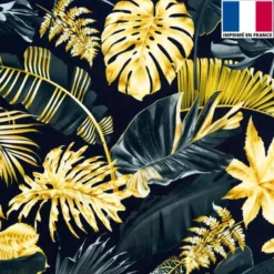 Satin anthracite imprimé jungle or