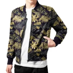 Satin anthracite imprimé jungle or