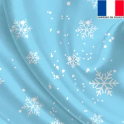 Satin bleu clair imprimé flocon de neige