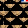 Satin noir motif grue beige
