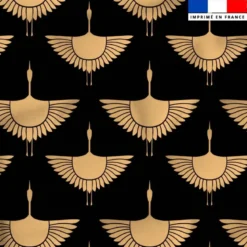 Satin noir motif grue beige
