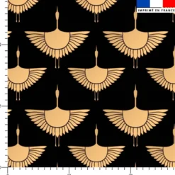 Satin noir motif grue beige