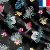 Satin noir motif koala et feuille de palmier