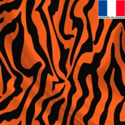 Satin orange imprimé tigré noir