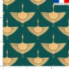 Satin vert motif grue beige