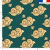 Satin vert motif nuage chinois beige