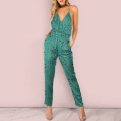 Satin vert viride motif fleur de cerisier et cage à oiseaux