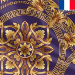 Satin violet imprimé foulard doré