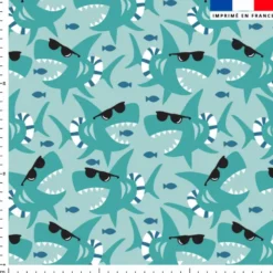 Shark à lunettes - Fond bleu