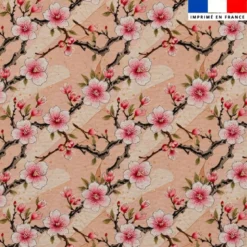 Simili cuir imprimé fleur d'amandier