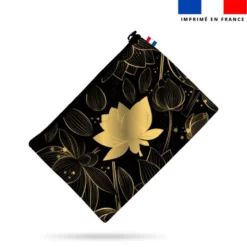 Simili cuir imprimé fleur de lotus art déco gold
