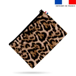 Simili cuir imprimé imitation fourrure léopard clair