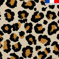 Simili cuir imprimé léopard tâche ocre