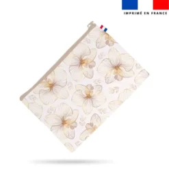 Simili cuir imprimé orchidée dorée