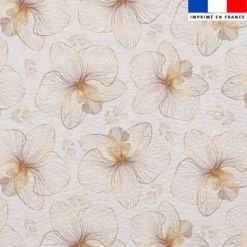 Simili cuir imprimé orchidée dorée