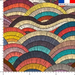 Simili cuir imprimé vague ethnique multicolore
