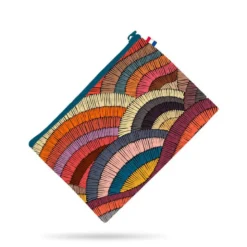 Simili cuir imprimé vague ethnique multicolore