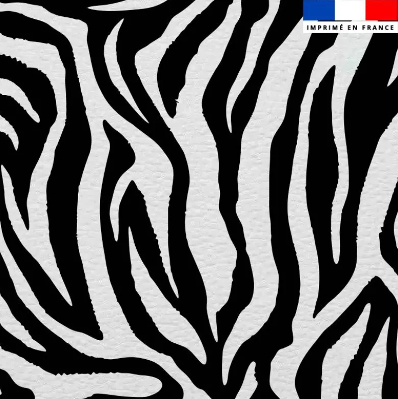 Simili cuir imprimé zèbre blanc et noir