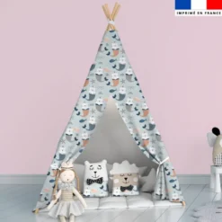 Sirène de chat licorne - Fond bleu