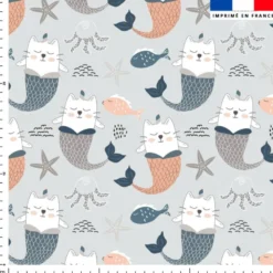 Sirène de chat licorne - Fond bleu
