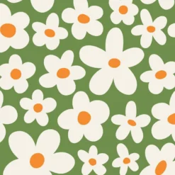 Softshell imprimé marguerite rétro vintage vert clair