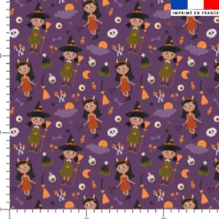 Sorcière et Vampire Halloween - Fond violet