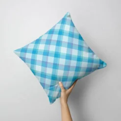 Tartan bleu ciel et violet - Fond bleu