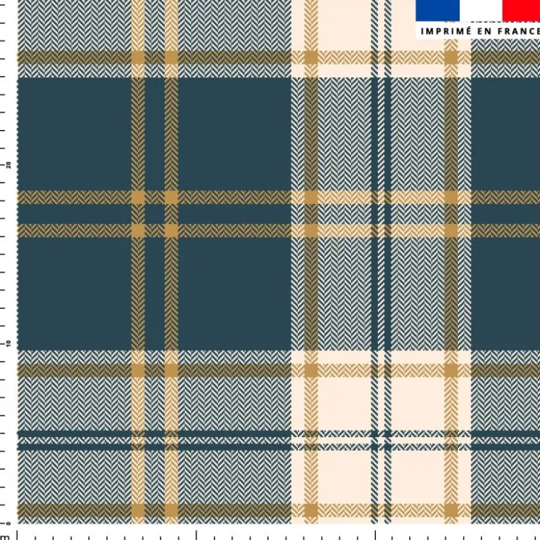 Tartan bleu pétrole et ocre