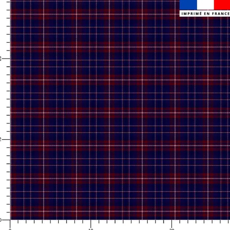 Tartan classique bleu et rouge - Fond blanc