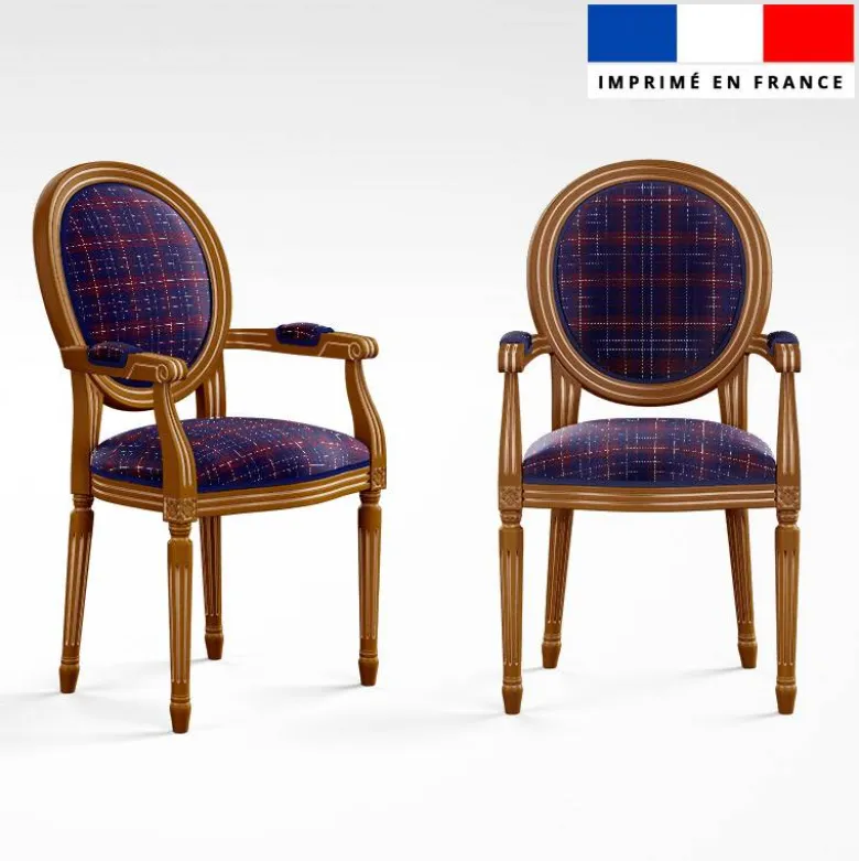 Tartan classique bleu et rouge - Fond blanc