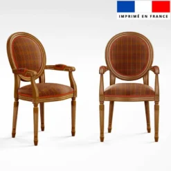 Tartan classique camel et marron - Fond rouge