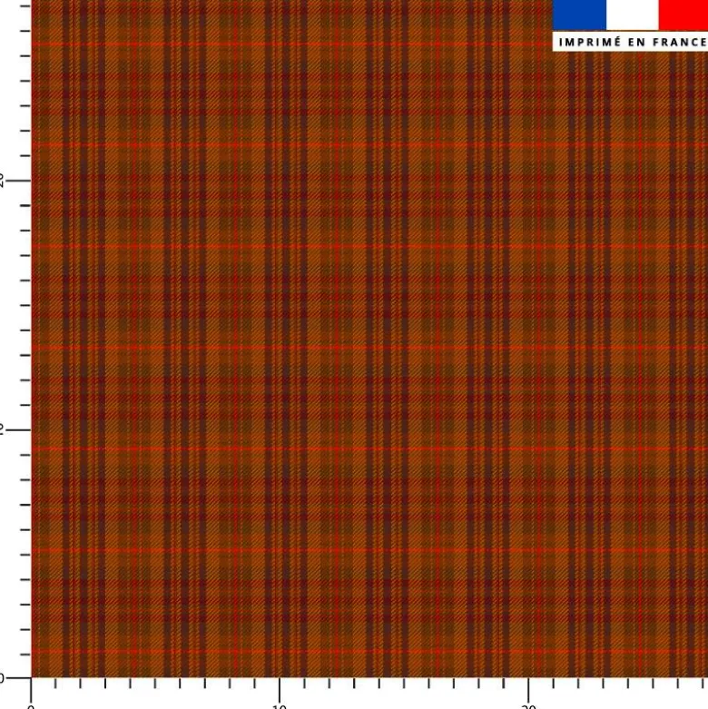 Tartan classique camel et marron - Fond rouge