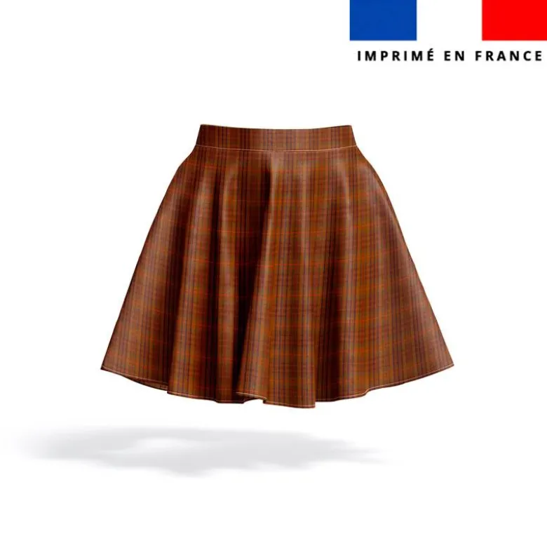 Tartan classique camel et marron - Fond rouge
