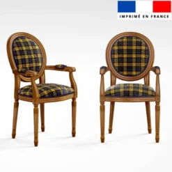 Tartan classique jaune et bleu - Fond jaune