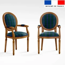 Tartan classique vert et bleu - Fond jaune