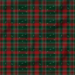 Tartan de Noël houx et flocons - Fond vert