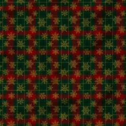 Tartan et flocons dorés - Fond vert